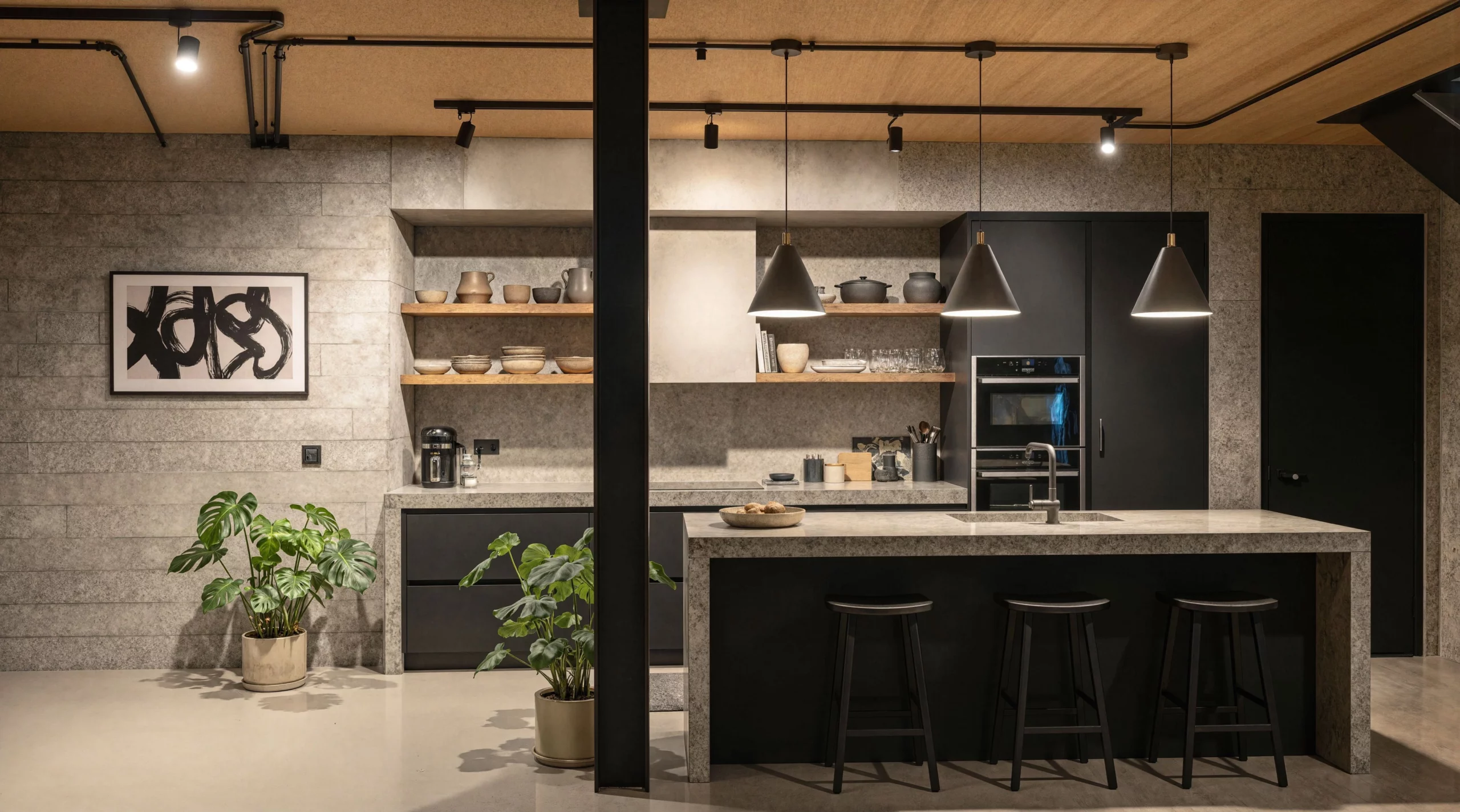 Loft — kitchen tucked under the mezzanine